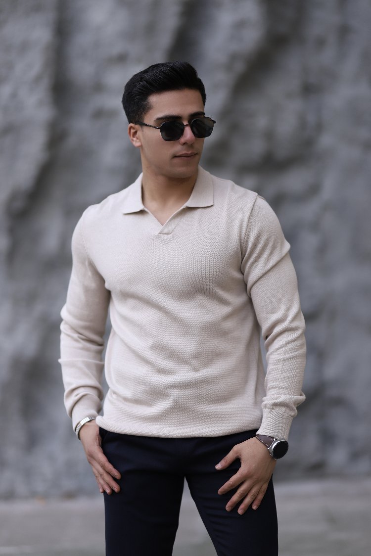POLO YAKA YARIM PATLI DÜZ ÖRGÜ P011