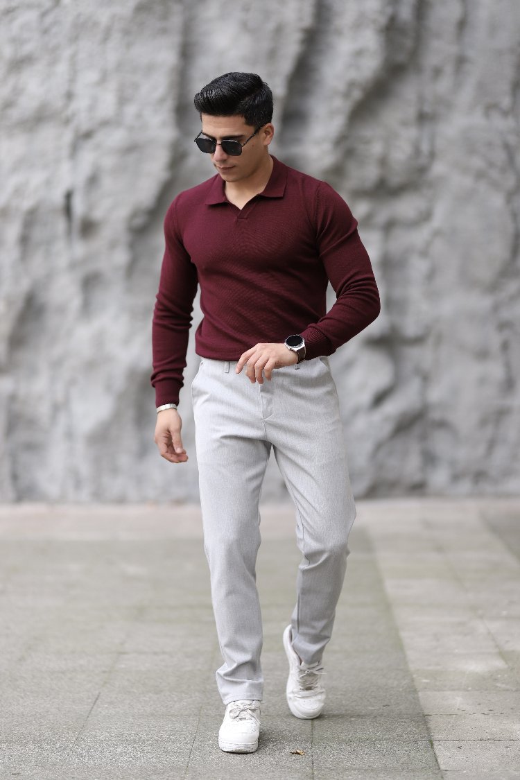 POLO YAKA YARIM PATLI DÜZ ÖRGÜ P011