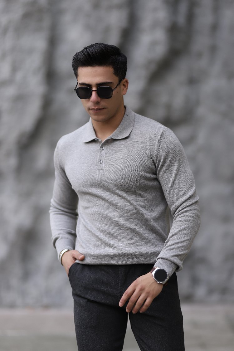 POLO YAKA DÜĞMELİ DÜZ ÖRGÜ TRİKO P010