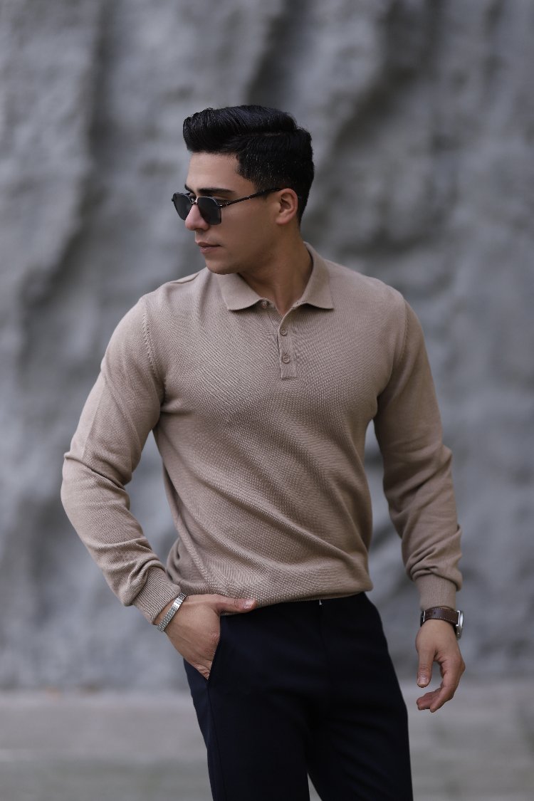 POLO YAKA DÜĞMELİ DÜZ ÖRGÜ TRİKO P010