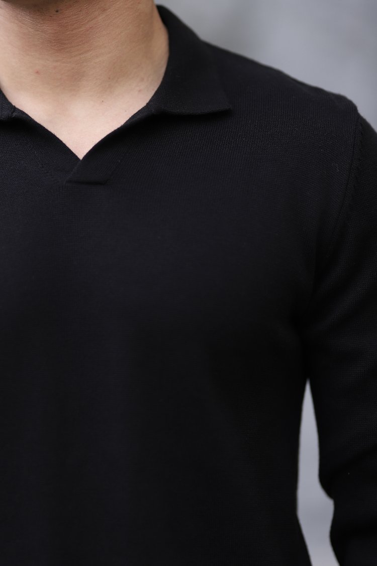 POLO YAKA YARIM PATLI DÜZ ÖRGÜ P011