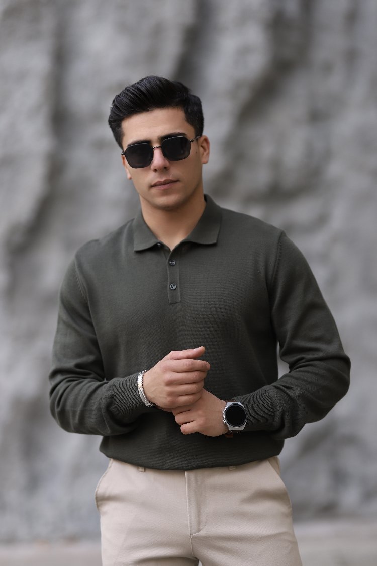 POLO YAKA DÜĞMELİ DÜZ ÖRGÜ TRİKO P010