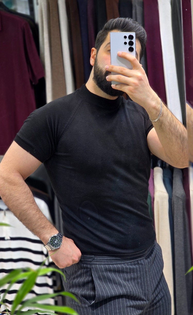 Yarın balıkçı bisiklet yaka pamuk - slim fit triko tişort | T50114