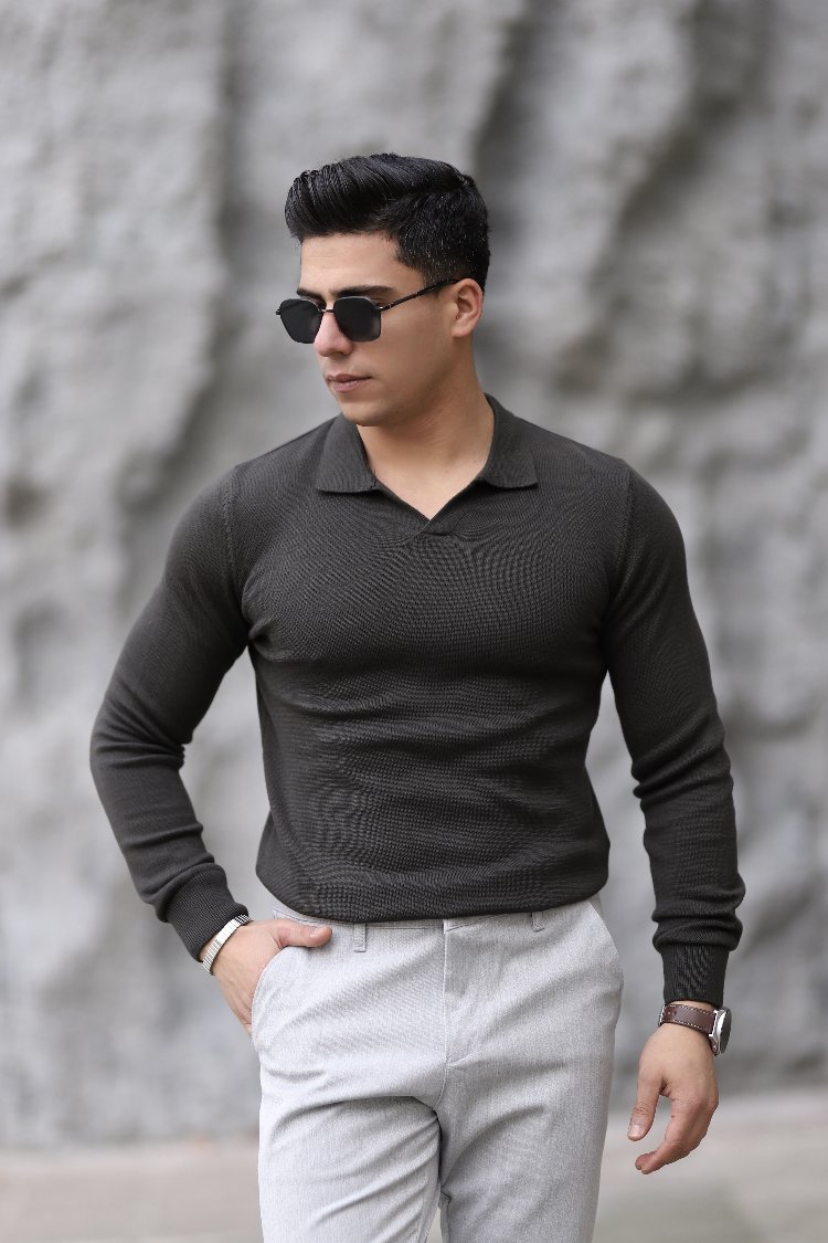 POLO YAKA YARIM PATLI DÜZ ÖRGÜ P011