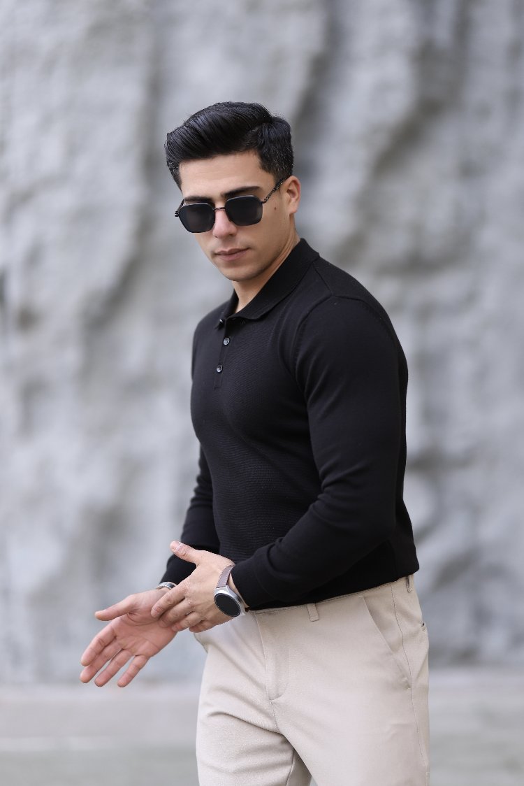 POLO YAKA DÜĞMELİ DÜZ ÖRGÜ TRİKO P010