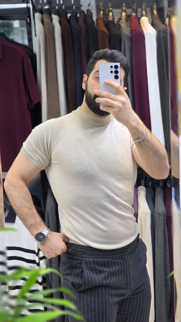 Yarın balıkçı bisiklet yaka pamuk - slim fit triko tişort | T50114