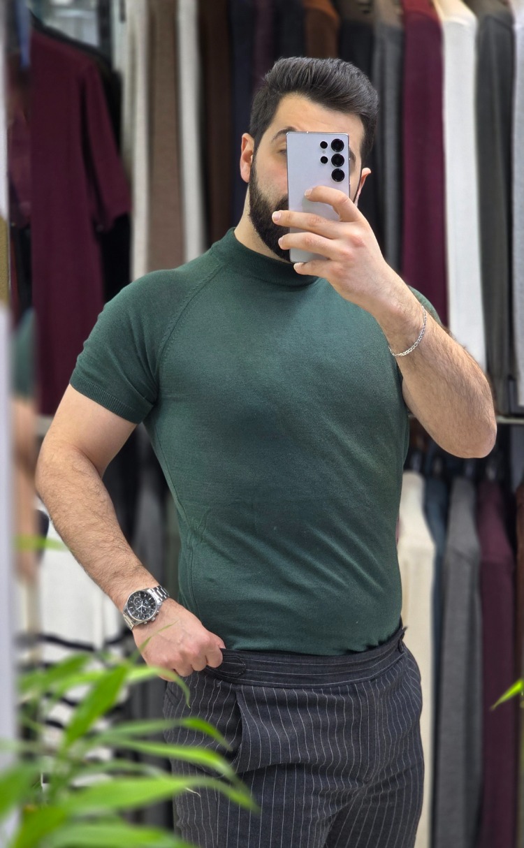 Yarın balıkçı bisiklet yaka pamuk - slim fit triko tişort | T50114
