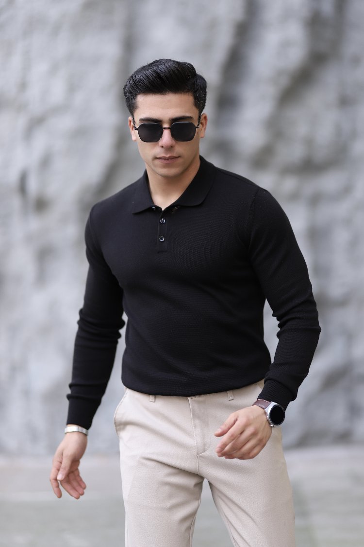 POLO YAKA DÜĞMELİ DÜZ ÖRGÜ TRİKO P010