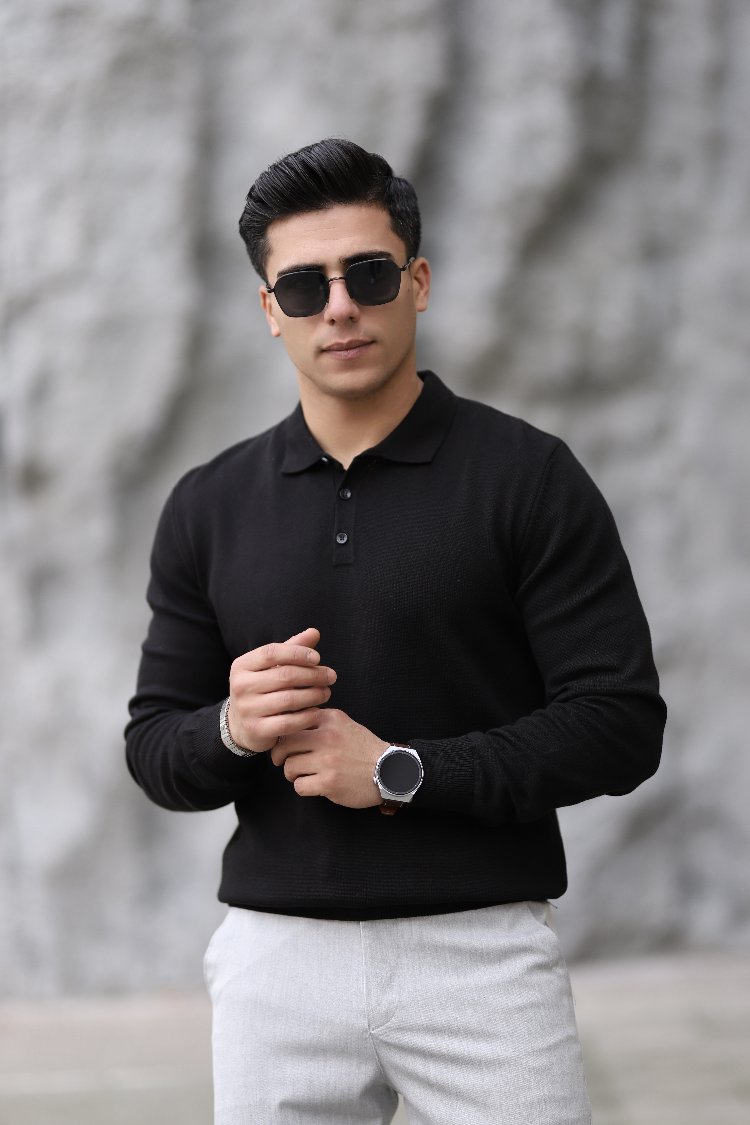 POLO YAKA DÜĞMELİ DÜZ ÖRGÜ TRİKO P010