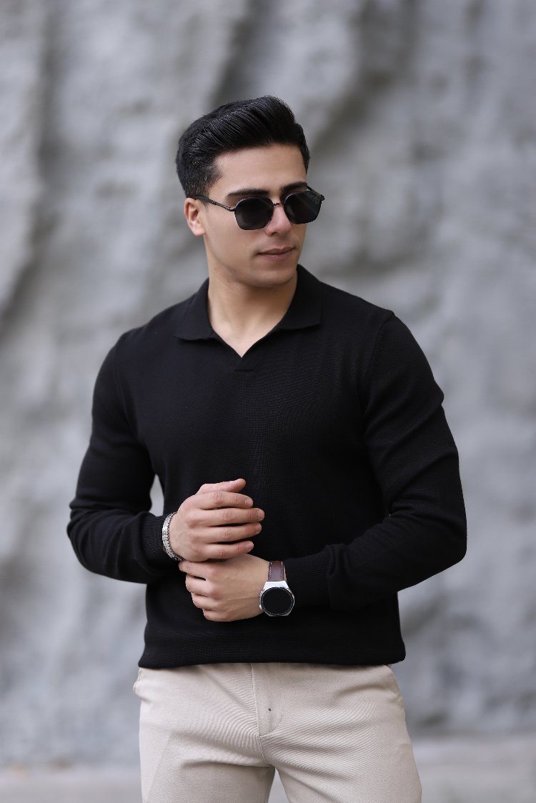 POLO YAKA YARIM PATLI DÜZ ÖRGÜ P011