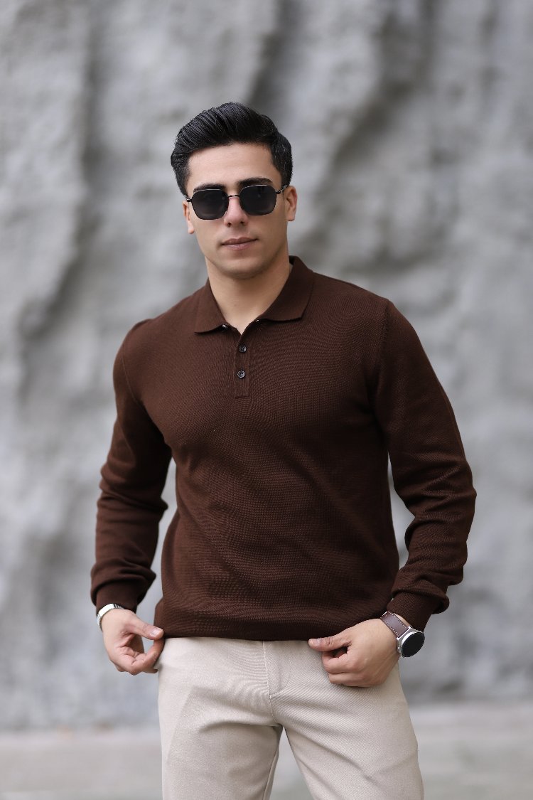 POLO YAKA DÜĞMELİ DÜZ ÖRGÜ TRİKO P010