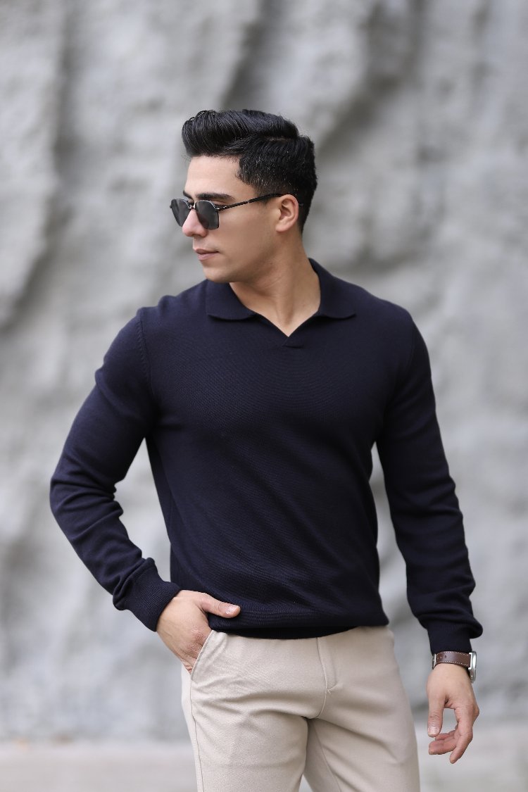 POLO YAKA YARIM PATLI DÜZ ÖRGÜ P011