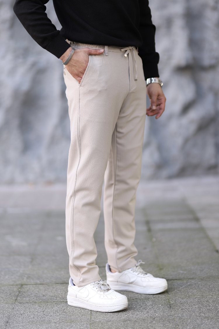 YARIM LASTİKLİ İPLİ SELİM FİT KUMAŞ PANTOLON P006