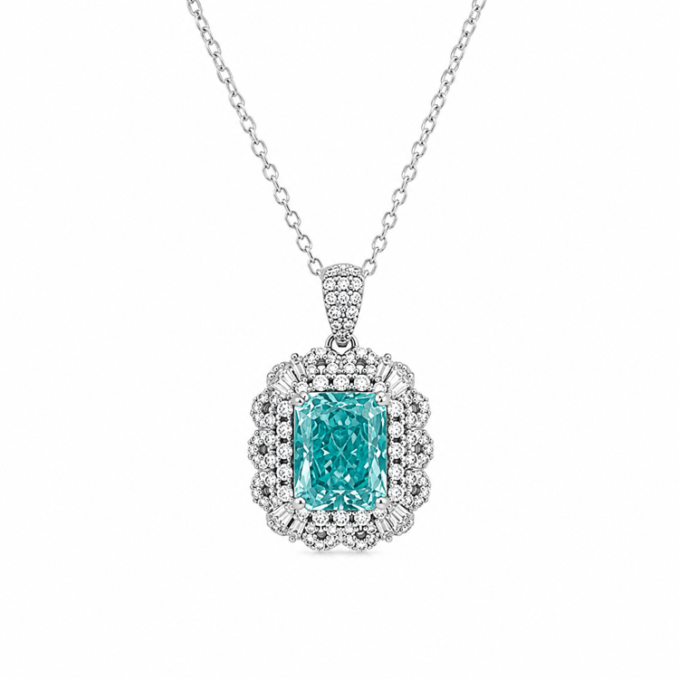 Aqua Marin Tasli Gümüş Kolye