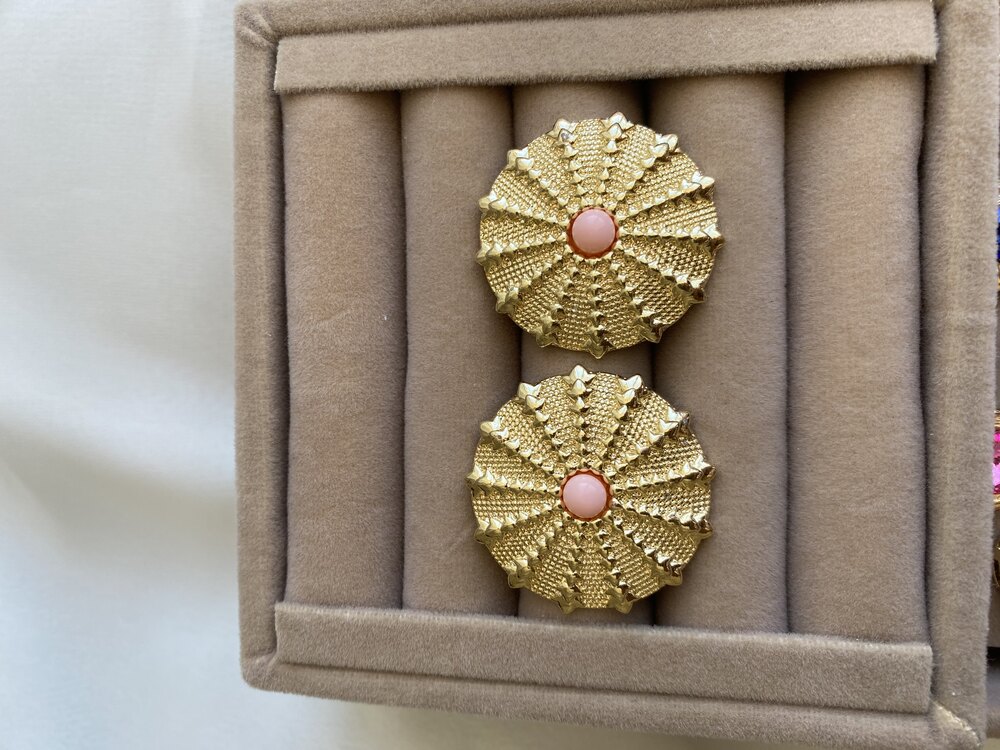 Pembe boncuklu vintage küpe