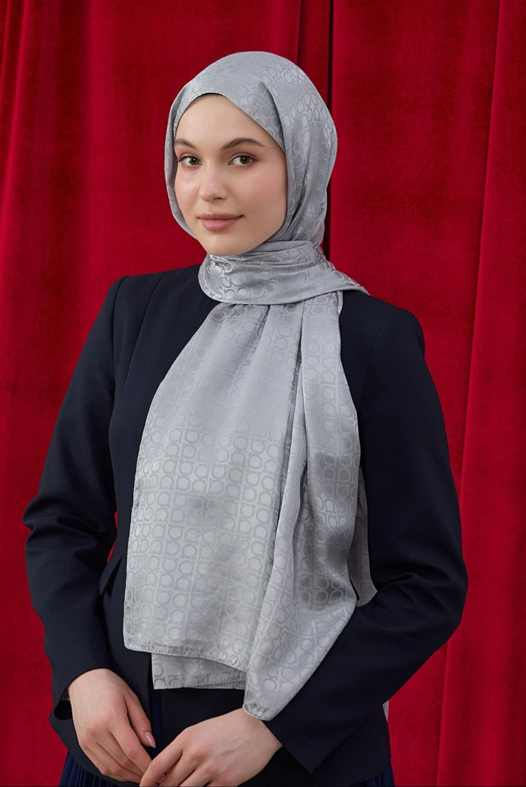 Gümüş Gri Jakar Şal