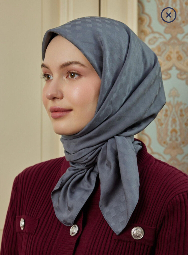 Antrasit Dama Desenli Eşarp