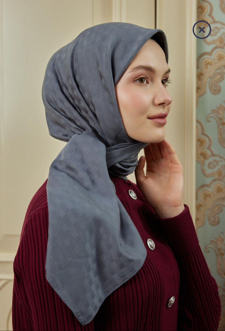 Antrasit Dama Desenli Eşarp