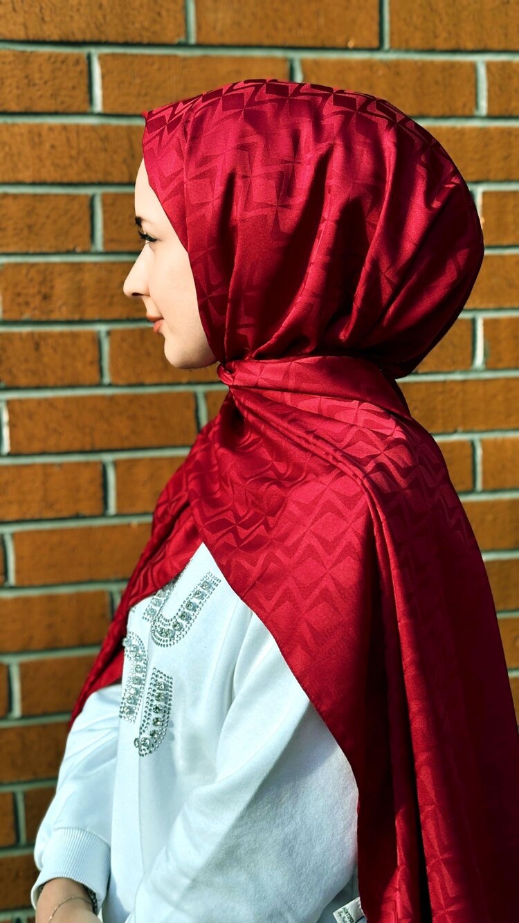 Bordo Togg Desen Jakar Şal