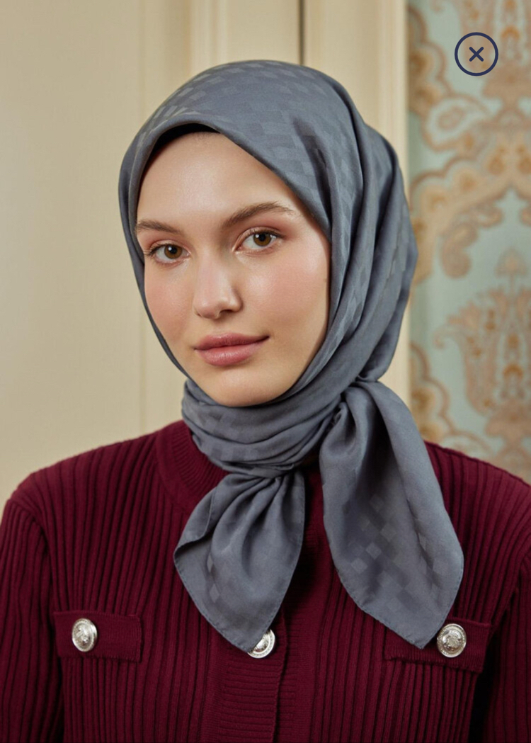 Antrasit Dama Desenli Eşarp