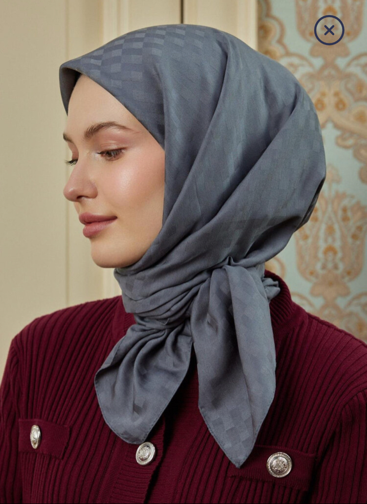Antrasit Dama Desenli Eşarp