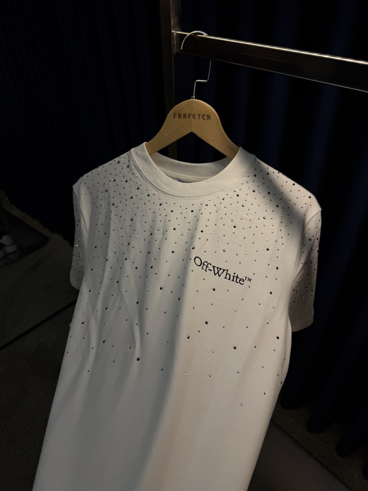 Off White Taşlı T-Shirt