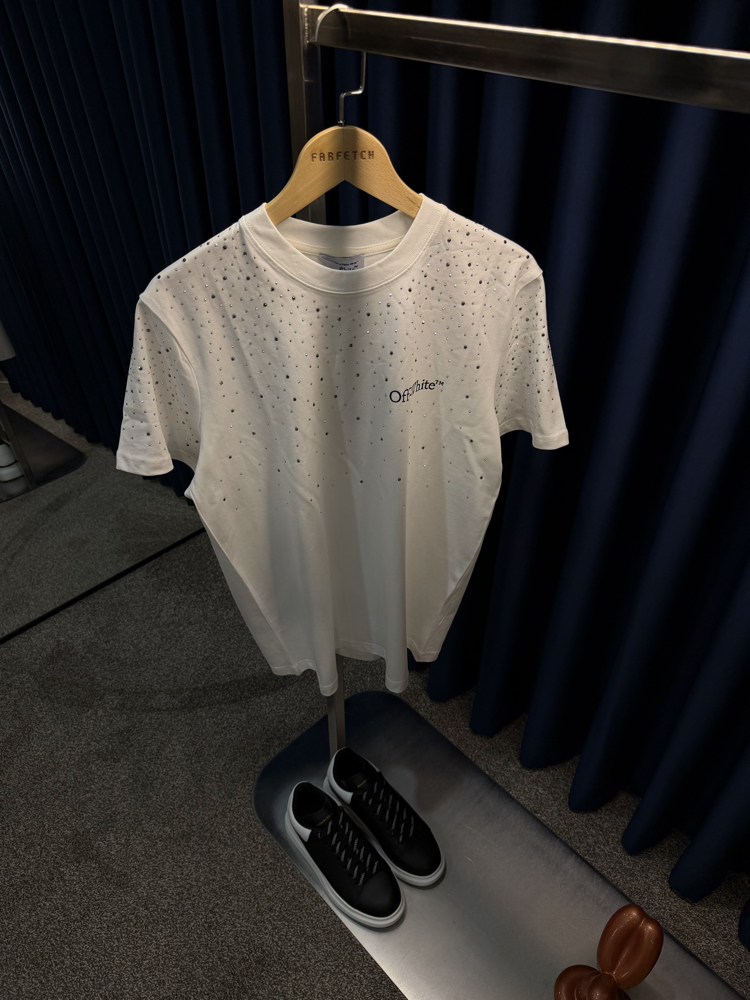 Off White Taşlı T-Shirt