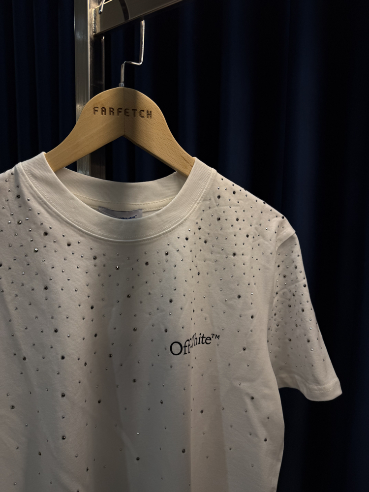 Off White Taşlı T-Shirt