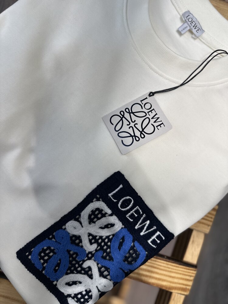 Loewe Göğüs Örgü Logo Baskılı T-Shirt