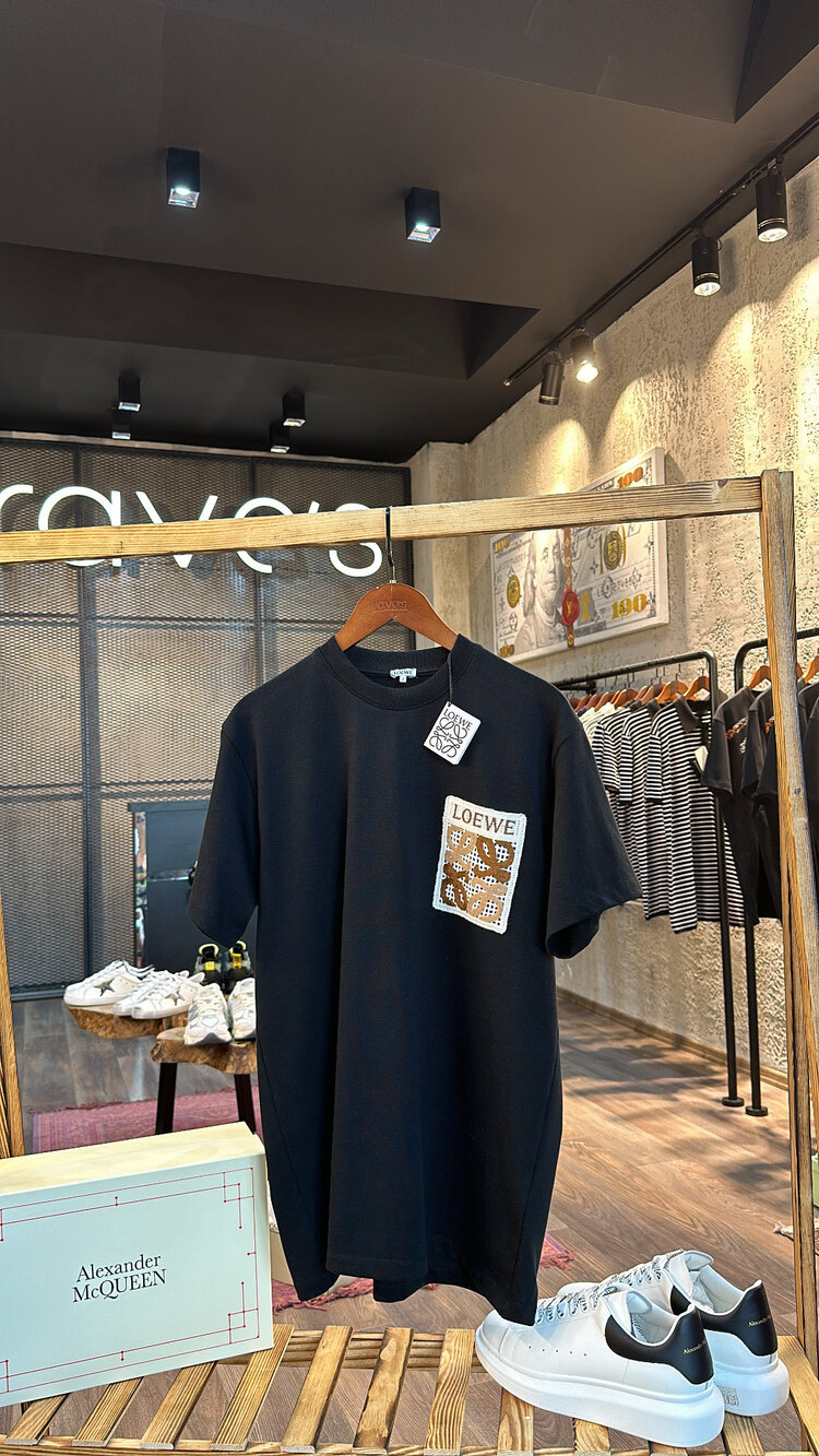 Loewe Göğüs Örgü Logo Baskılı T-Shirt