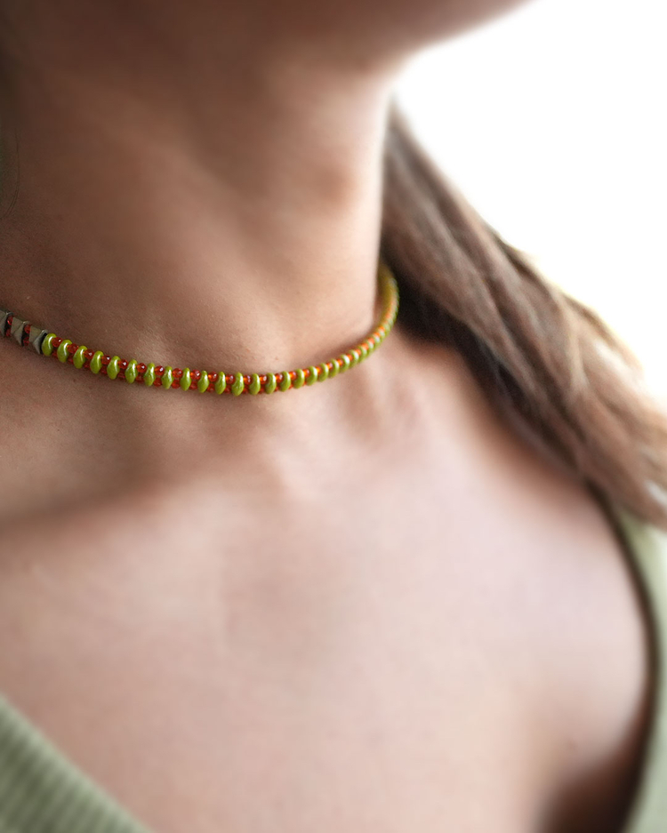 Hematit taşlı choker kolye