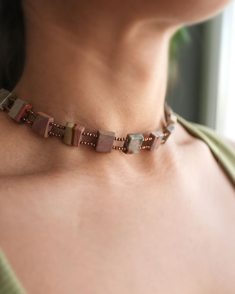 Jasper taşlı choker kolye