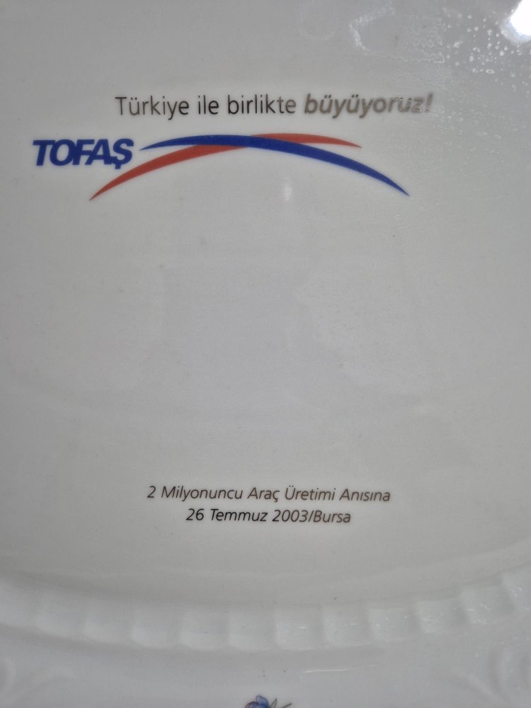 TOFAŞ 26 TEMMUZ 2003 TARİHLİ PORSELEN KOLEKSİYONLUK TABAK