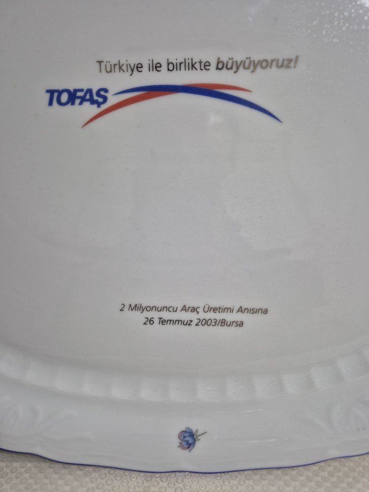TOFAŞ 26 TEMMUZ 2003 TARİHLİ PORSELEN KOLEKSİYONLUK TABAK