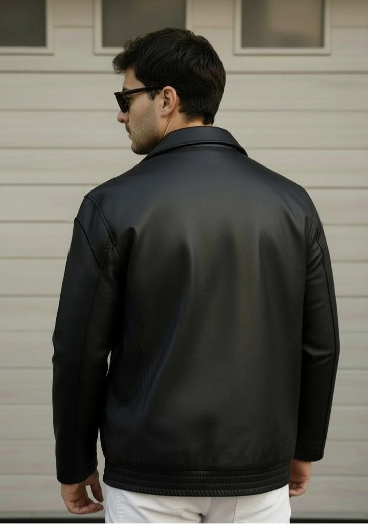 oversize rahat kalıp deri ceket 