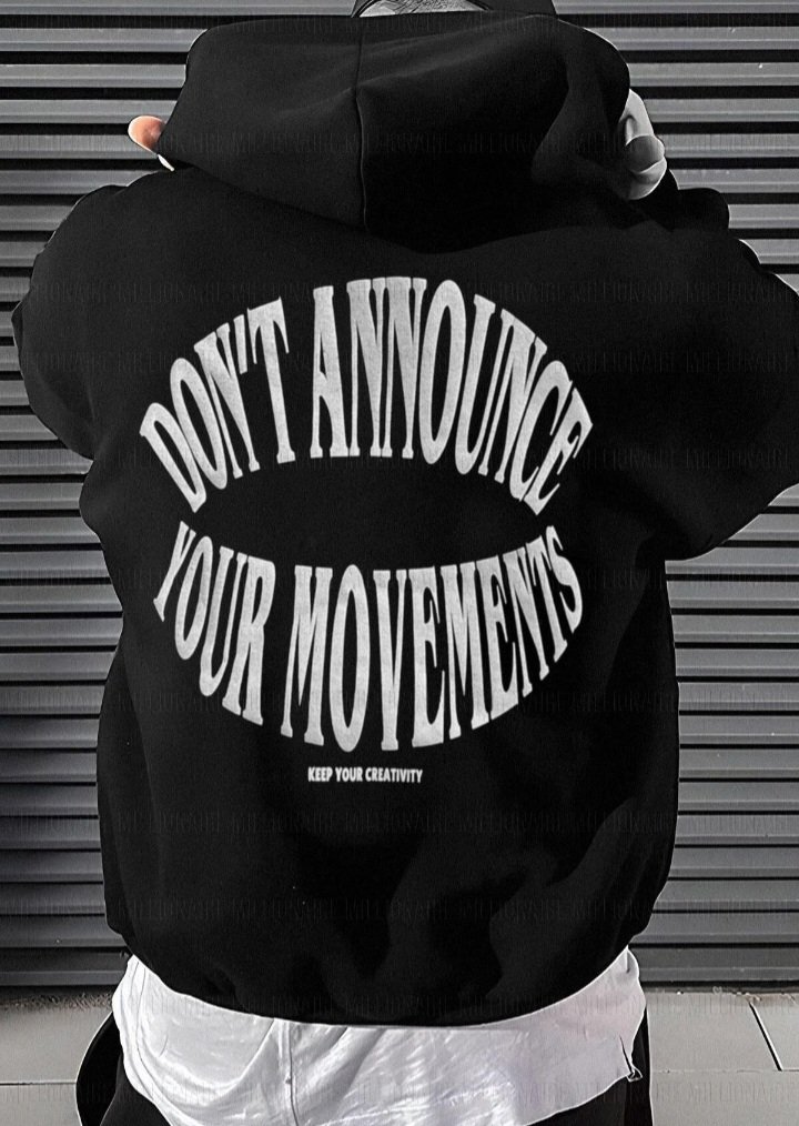 erkek siyah 3 iplik dont anaunce baskılı kapşonlu sweatshirt 
