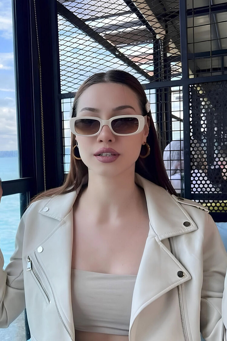 Krem vintage güneş gözlüğü