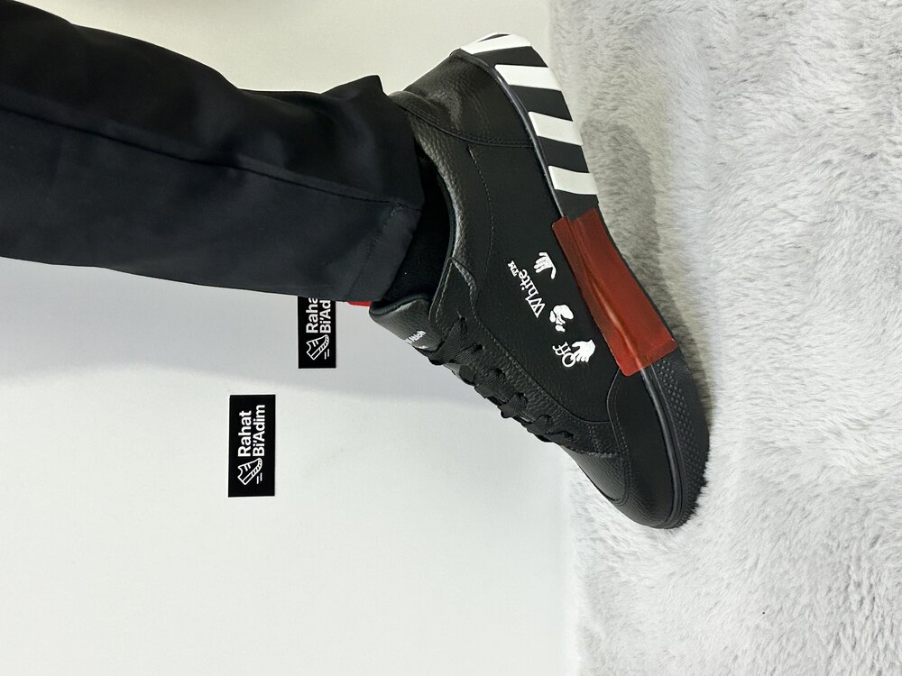 Off-White Deri Ok Tasarımlı Sneaker – Siyah