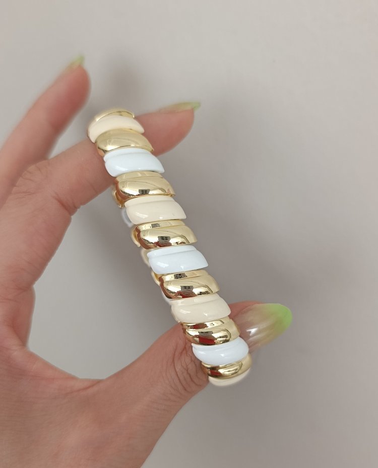 14K Renkte Seramik Kaplama Lastikli Bileklik