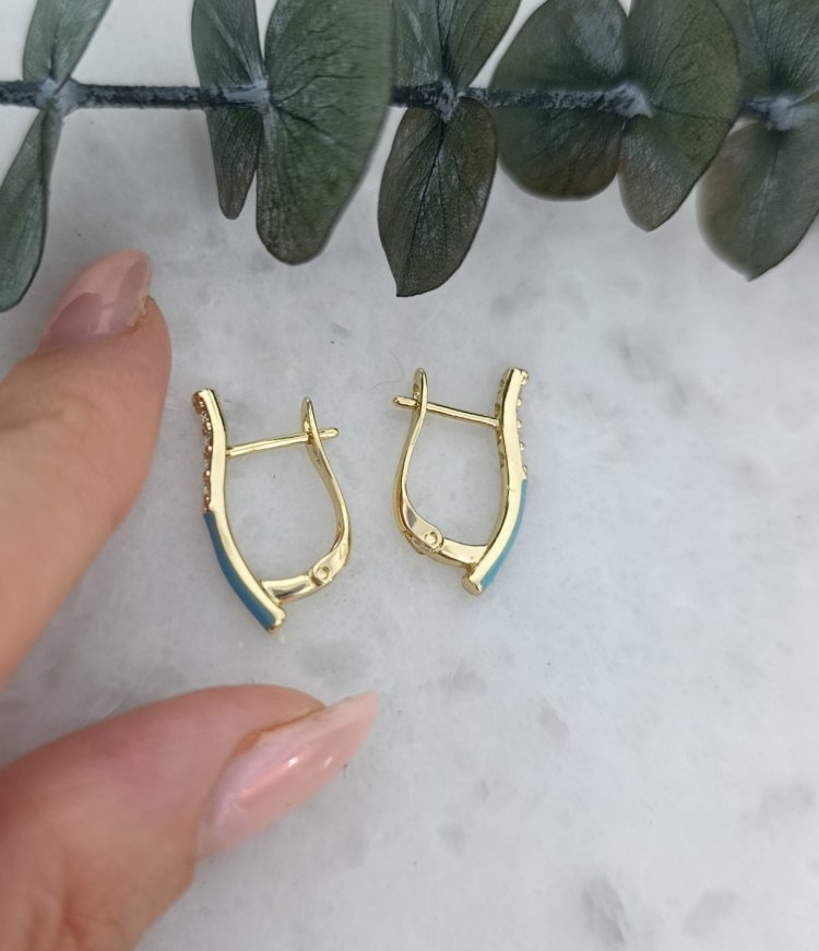 14K Renkte Xuping Mavi Mineli Küpe