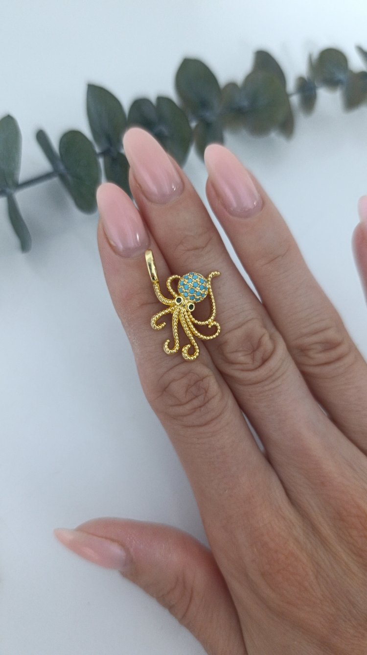 14K Renkte Xuping Ahtapot Kolye Ucu