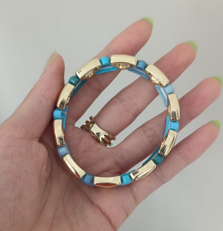 14K Renkte Seramik Kaplama Lastikli Bileklik