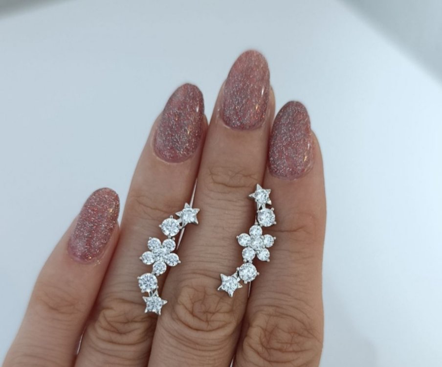 Beyaz Altın İşçiliğinde Xuping Flower Star Küpe