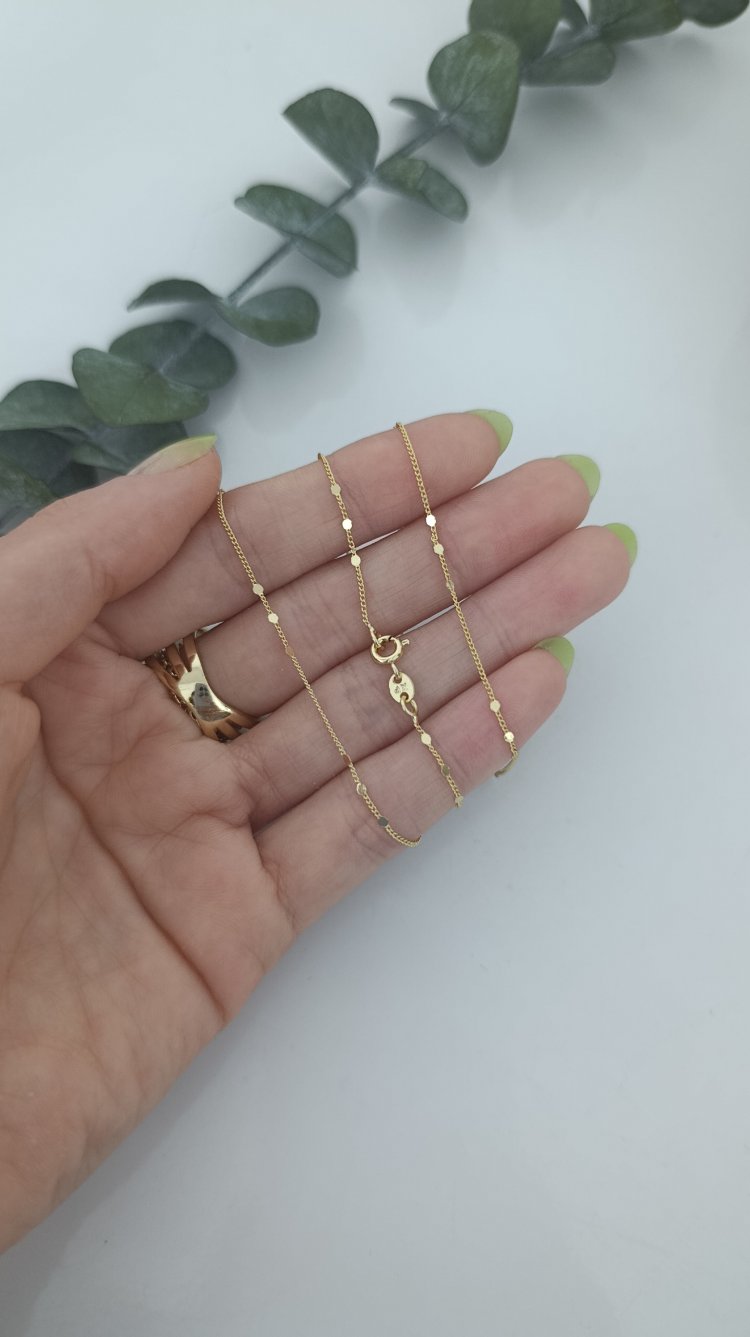 24K Renkte Xuping 45 cm İnce Pullu Zincir Kolye