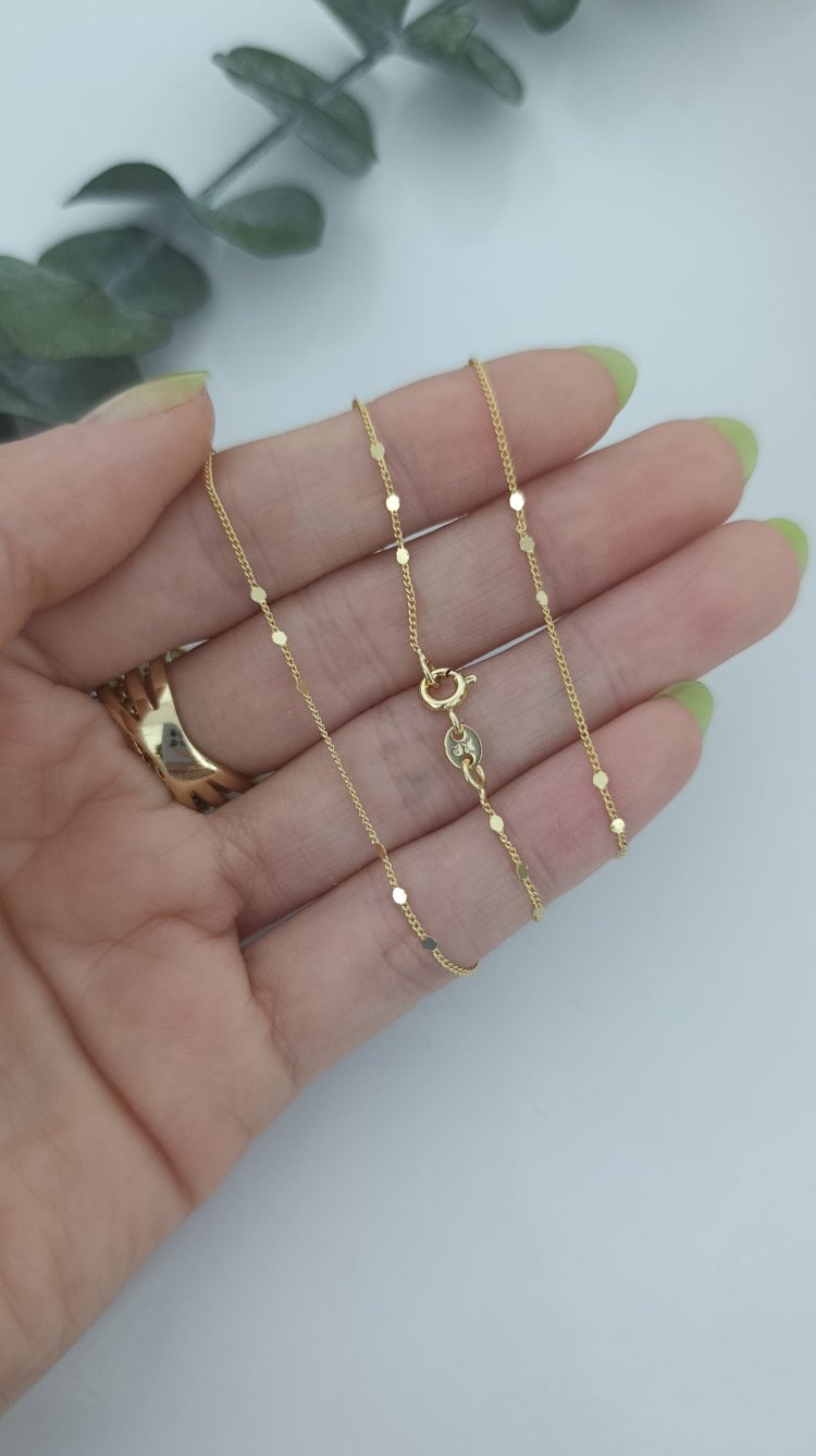 24K Renkte Xuping 45 cm İnce Pullu Zincir Kolye