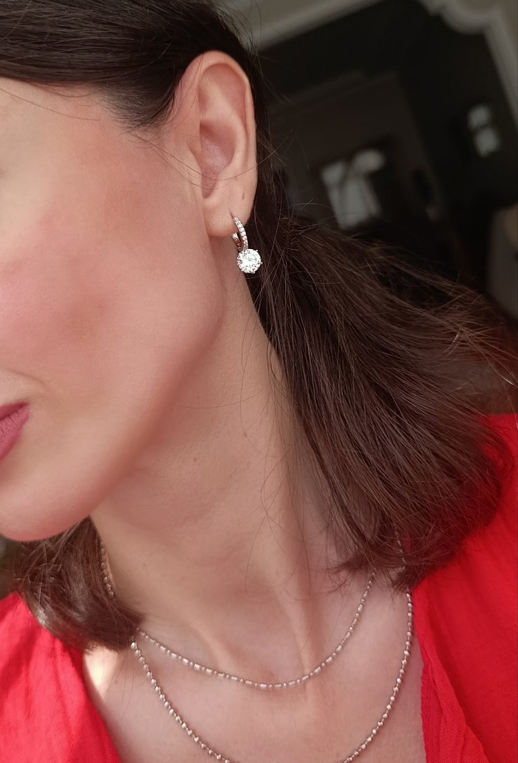 Beyaz Altın İşçiliğinde Xuping Crystal Küpe