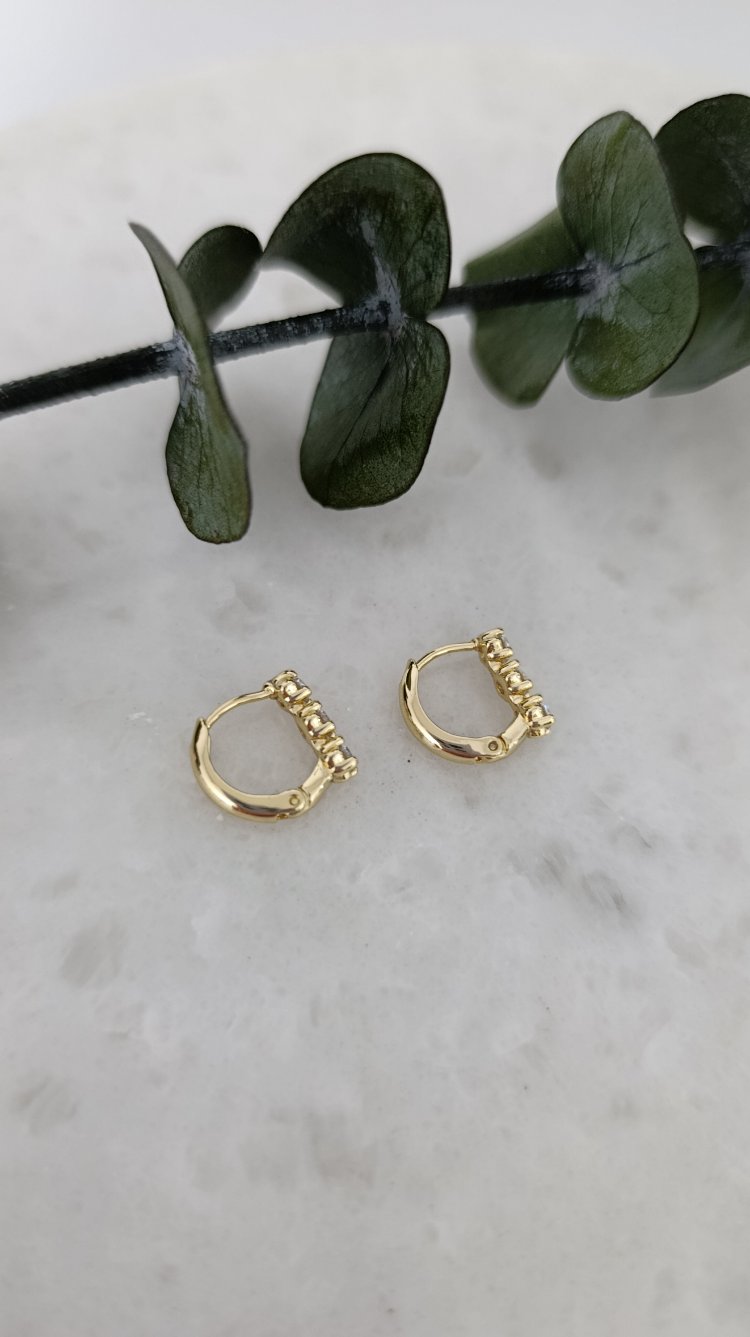 14K Renkte Xuping Üç Taşlı Halka Küpe