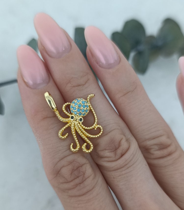 14K Renkte Xuping Ahtapot Kolye Ucu
