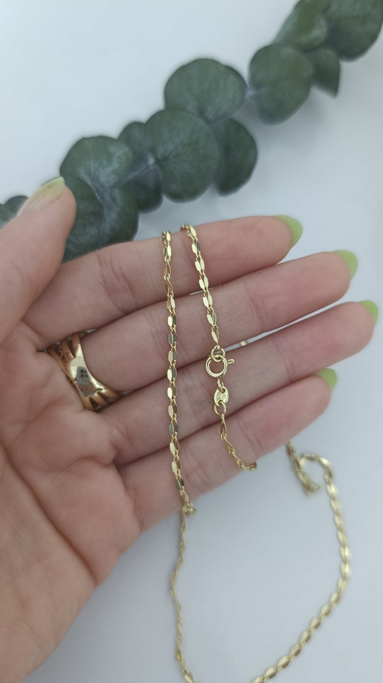 14K Renkte Xuping 50 cm Aynalı Zincir Kolye