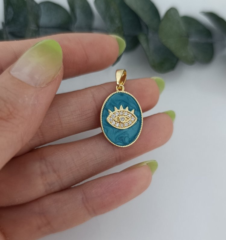 14K Renkte Xuping Blue Eyes Kolye Ucu